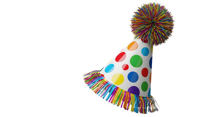 Obraz premium Colorful polka dot party hat isolated on transparent background