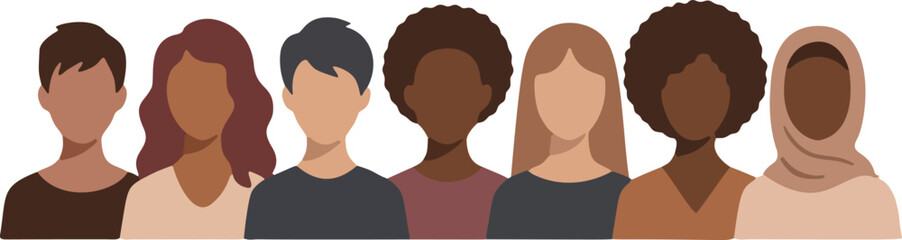 Fototapeta premium Diverse people portrait lineup community flat vector illustration