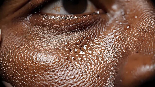 Closeup of Milia on Dark Skin Under the Eye.