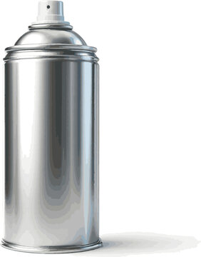 Create a realistic Blank aluminum can of spray paint 3d rendering vector art with white background..