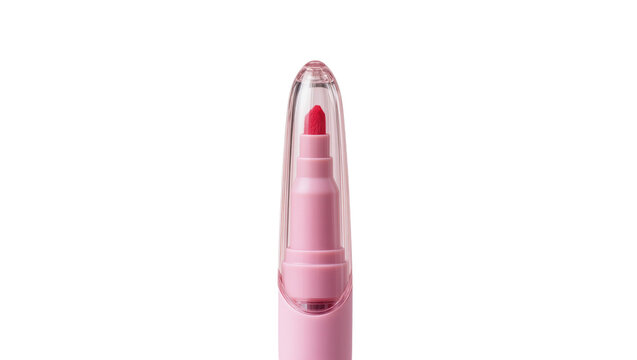 Pink Lipstick Tube with Red Cosmetic Product Inside
