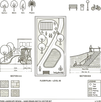 Create a realistic Hand-drawn sketch people people vector in park out door Minimal style hand drawn, set elements for architecture and landscape design. Sections, Elevations, Floor Plans Vector art .