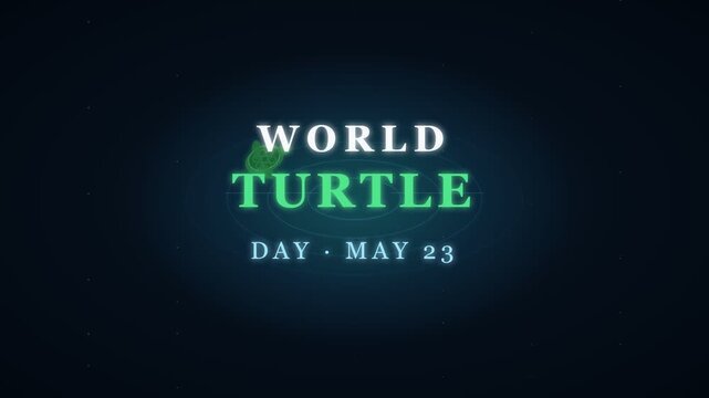 World Turtle Day Title Text Glow Loop Animation May 23 Minimal 4K