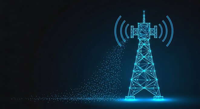 Low poly telecommunication tower transmitting signals low poly world telecommunication and information society day with internet of low poly world telecommunication and information society day