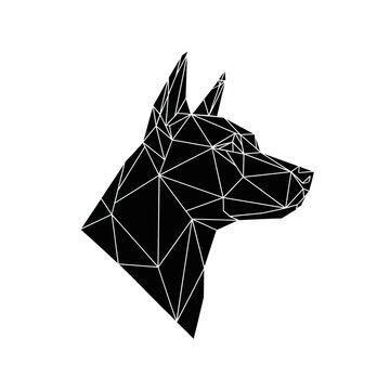 Geometric Doberman Dog Head Silhouette Low Poly Art