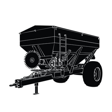 Fertilizer spreader set bundle isolated black silhouette vector illustration.
