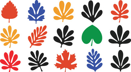 Fototapeta premium Geometric Autumn Maple Leaves Vibrant Flat Design in Bold Colors NatureInspired