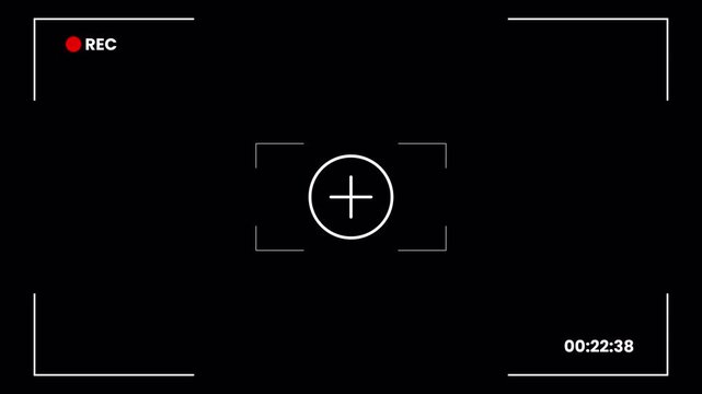 Video Camera Recorder Screen Overlay on Transparent Background with Recording Frame, Timer, and REC Icon. Camcorder Interface HUD for Cinematic Video Production 4k video