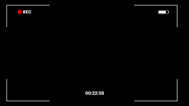 Video Camera Recorder Screen Overlay with Alpha Channel and Digital Timer for Camcorder Viewfinder Interface Recording Frame Simulation 4k video