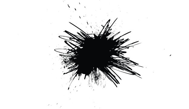 Black ink splatter splash grunge graphic style on white background, cratched dirty ink splatter stains, Abstract ink brush EPS10