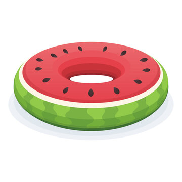 Watermelon pool float inflatable ring. vector illustration