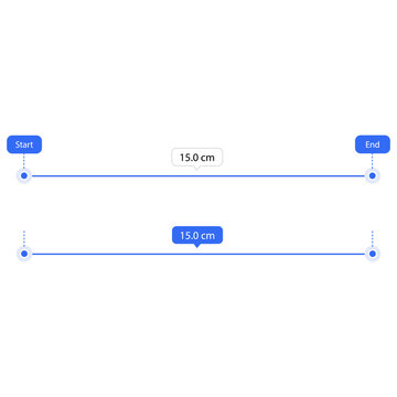 Distance measurement slider UI with markers. vector illustration