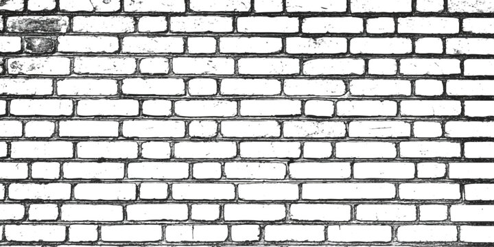 Black and white brick wall texture with rough stone pattern