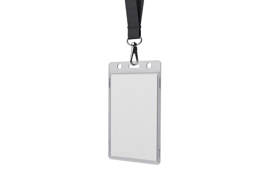Empty ID Card Badge with Lanyard Isolated PNG Transparent Background