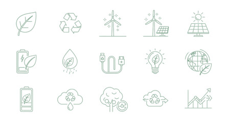 Fototapeta premium Eco friendly icons for sustainable living.