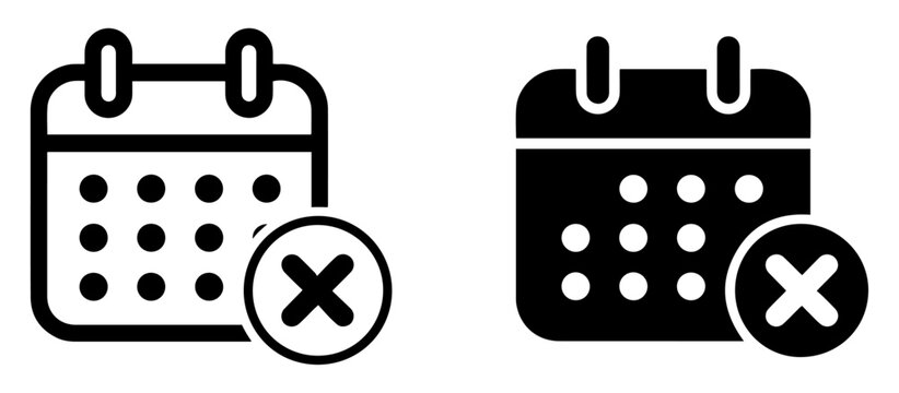 calendar cancel cross icon outline filled