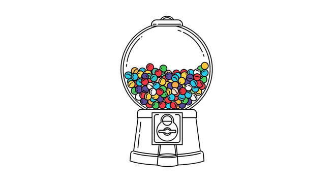 A vintage gumball machine filled with colorful candy, a classic arcade and retro toy