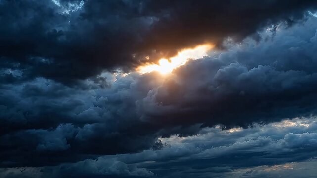 Sunlight breaking through storm clouds