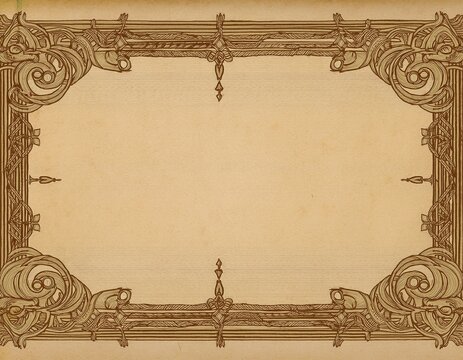antique paper with drawing of medieval border