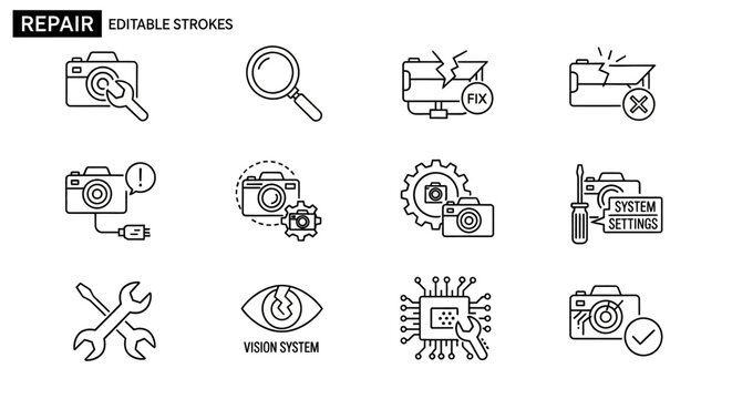 Editable repair icons for graphic resources.