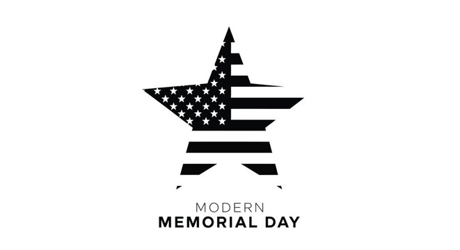 A modern Memorial Day star logo combines American flag stripes with white stars on a clean background.