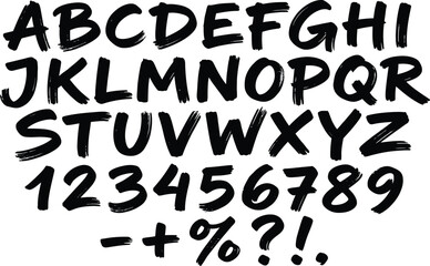 Fototapeta premium Handwritten alphabet and numbers set for creative design projects