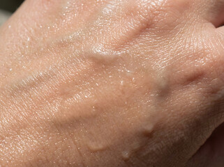 Fototapeta premium Close-up of human hand with visible veins and textured skin, anatomical photo.