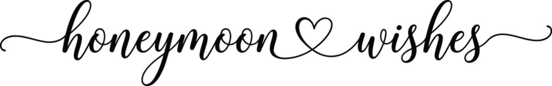 Romantic honeymoon wishes phrase with heart design element
