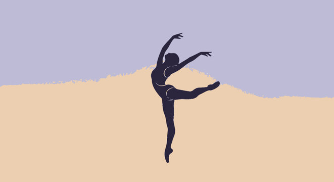 Silhouette of a dancing woman figure.