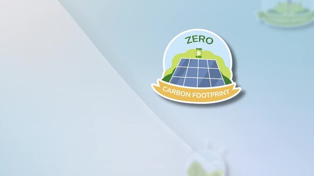 Carbon footprint reduction video with a zoom reveal on a solar panel, providing a bright, clean area for sustainability text and data