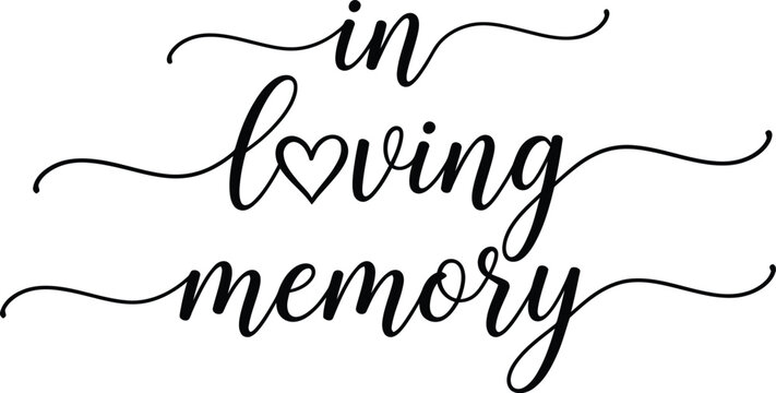 Funeral memorial typography in loving memory design for ceremony programs and obituaries