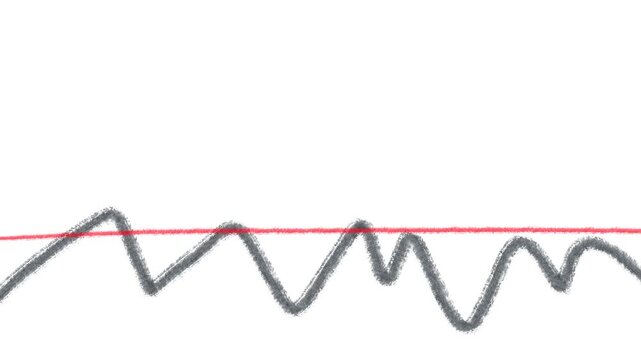 A thick grey strip or fluffy wire and a red thread, also fluffy, are moving on the screen.