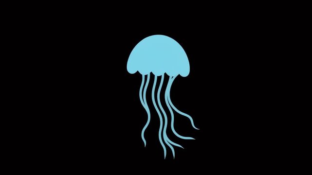Minimalist Animated Blue Jellyfish with Waving Tentacles