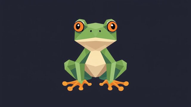 Low poly tree frog illustration on dark background