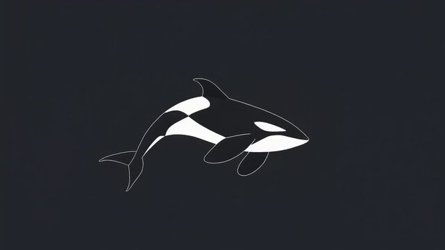 Minimalist Orca Animation Swimming in Deep Water