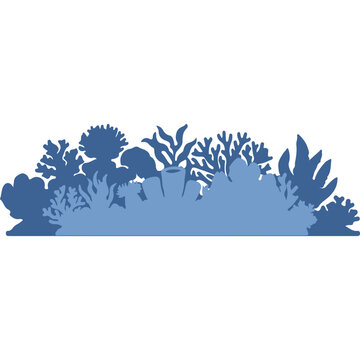 Blue Coral Reef Silhouette Graphic