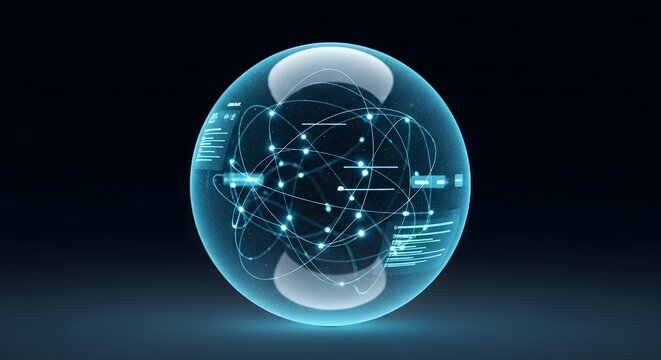 Futuristic bio tech capsule with internal circuitry display
