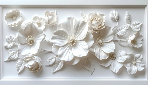 Ornate white floral bas-relief (1)