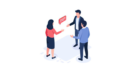 Obraz premium Isometric Vector Illustration of Business People Networking and Communicating in a Professional Meeting