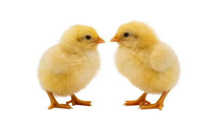 Fluffy Yellow Baby Chicks Facing Each Other © Trym