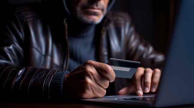 Rough malefactor hacks your bank account. Danger: all financial actives can be lost due to actions of a cyber bandit, hacker. Fraud