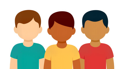Fototapeta premium Diverse group of three young boys with different skin tones