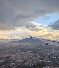 Flying over Italy: Majestic view of Vesuvius volcano under dramatic clouds © Robert