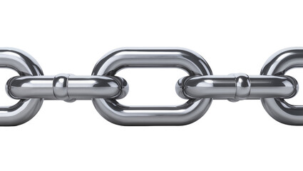 Fototapeta premium Polished silver metal chain links connected in a row