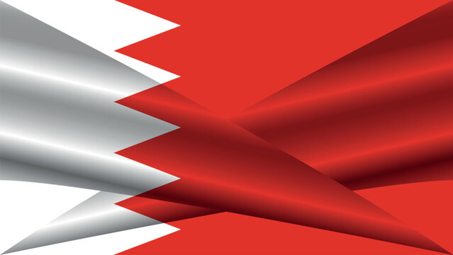 Futuristic abstract background with sharp intersecting geometric cones in Bahrain flag colors.