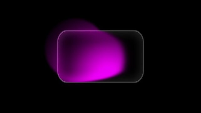 Futuristic glassmorphism UI element empty rounded rectangle frame with vibrant neon magenta and purple glow on black background modern digital interface button or text box design template