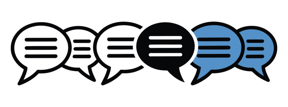 Speech bubble icons in various colors for communication design