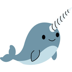 Cute Cartoon Narwhal Illustration © Alicia