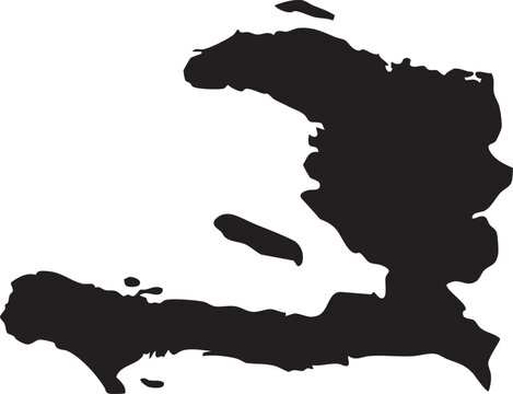 Map of Haiti Solid Black Silhouette Clipart Vector.
