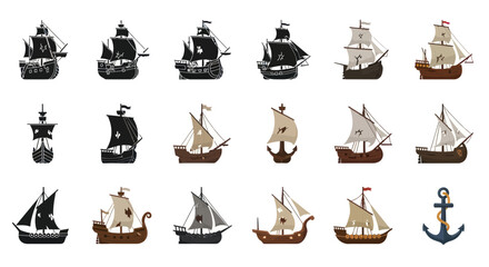 Vintage Sailing Ships Collection: Old Vessels, Nautical Icons, Maritime History © happy